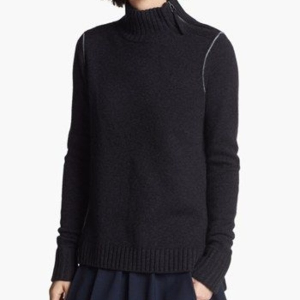Vince Chain Contrast Mock Neck Sweater XS